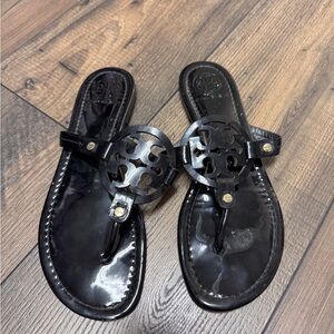 Tory Burch Black Patent Miller Sandals